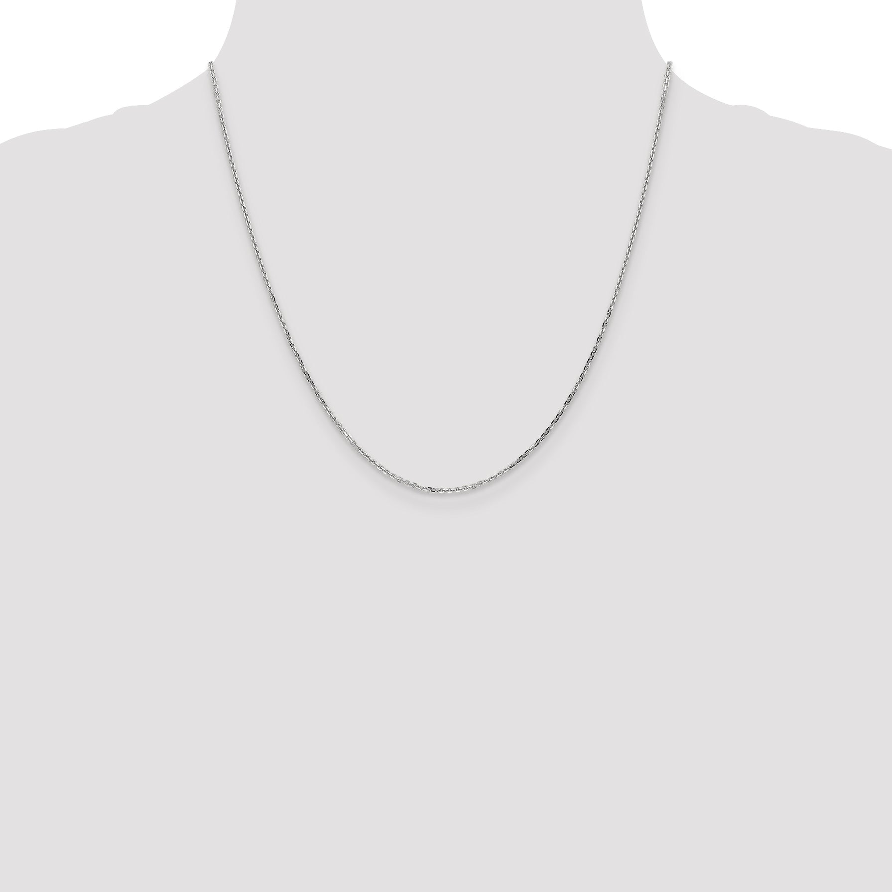 2 Inch 10K White Gold Wg 1.4mm D/C Round Open Link Cable Chain Necklace