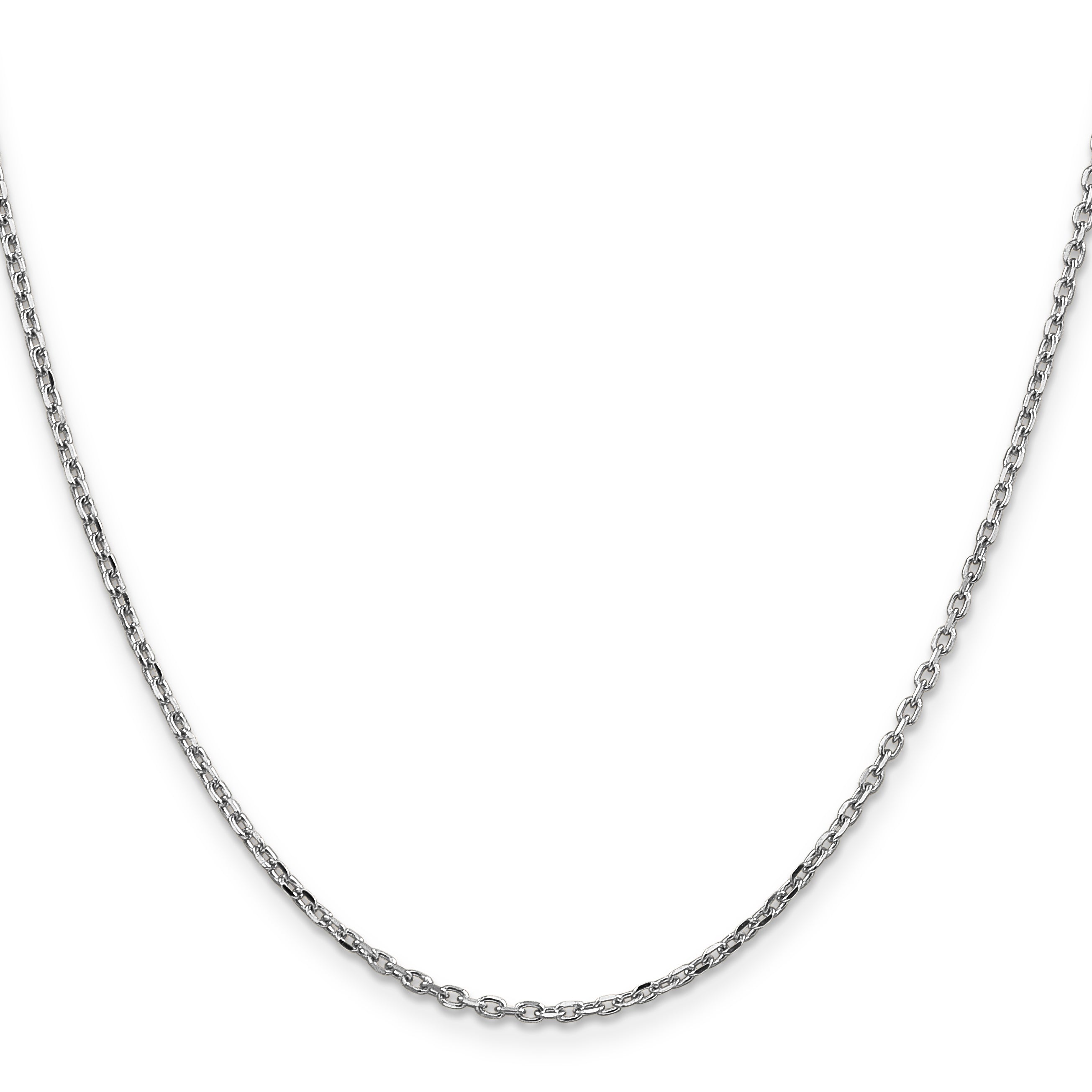 16 Inch 10K White Gold Wg 1.8mm D/C Round Open Link Cable Chain Necklace