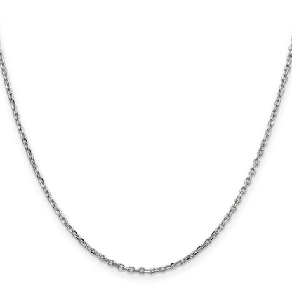 16 Inch 10K White Gold Wg 1.8mm D/C Round Open Link Cable Chain Necklace