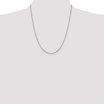 22 Inch 10K White Gold Wg 1.8mm D/C Round Open Link Cable Chain Necklace