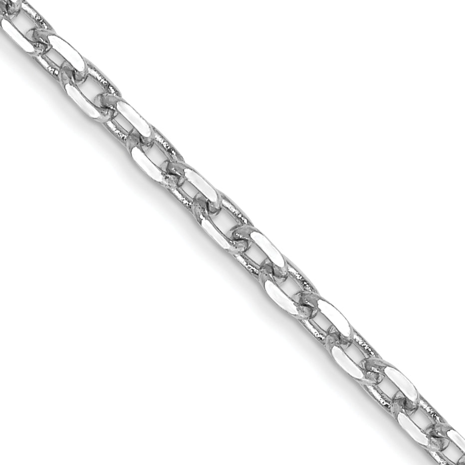 18 Inch 10K White Gold Wg 1.8mm D/C Round Open Link Cable Chain Necklace