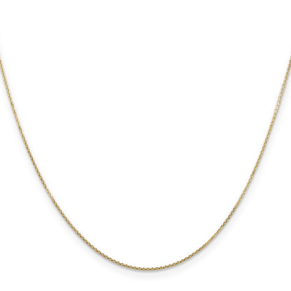 24 Inch 10K Yellow Gold .8mm D/C Round Open Link Cable Chain Necklace