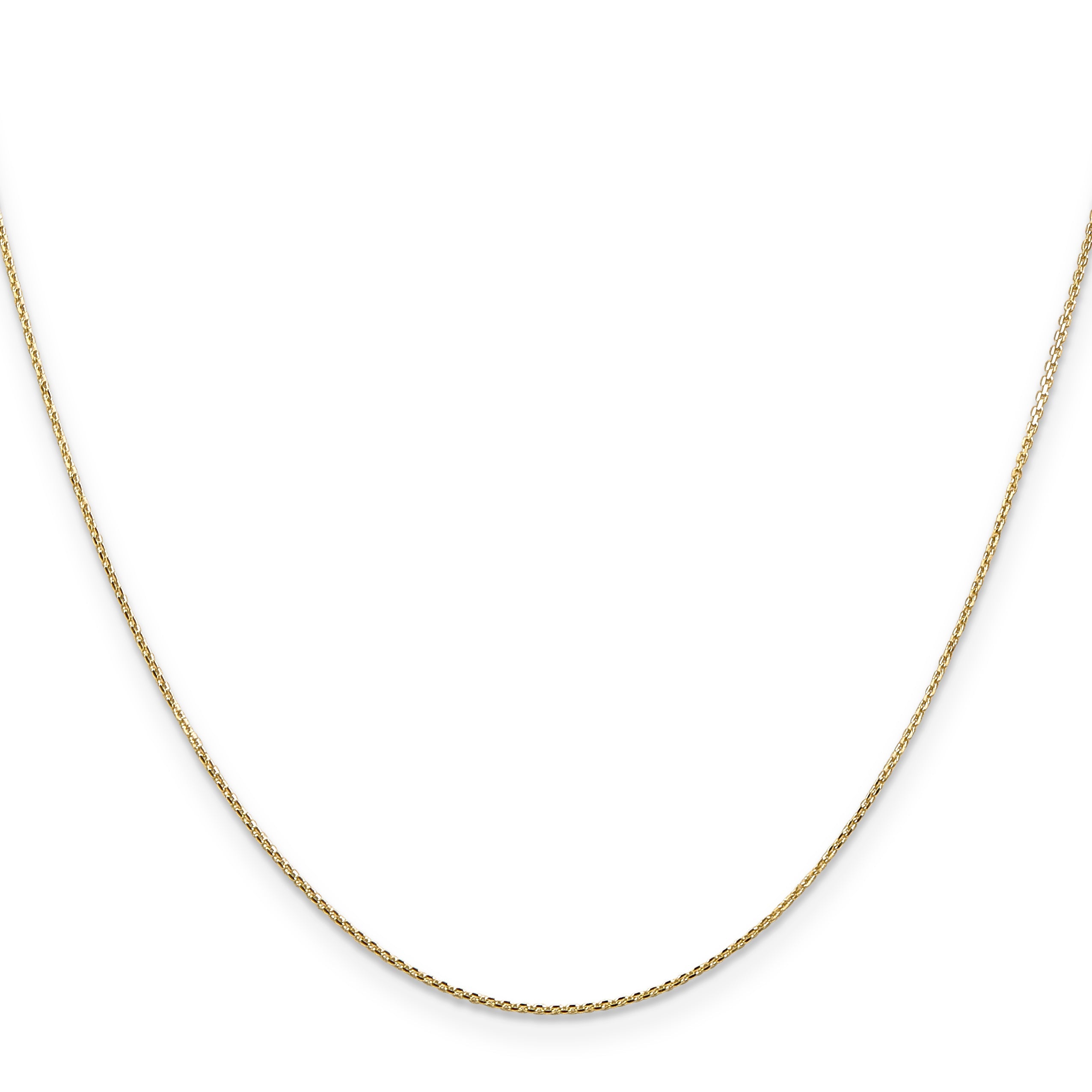 22 Inch 10K Yellow Gold .8mm D/C Round Open Link Cable Chain Necklace