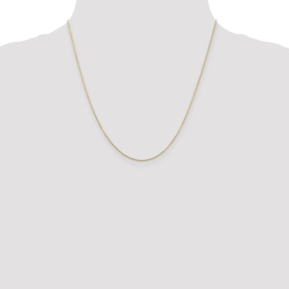 2 Inch 10K Yellow Gold .8mm D/C Round Open Link Cable Chain Necklace