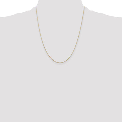 22 Inch 10K Yellow Gold .8mm D/C Round Open Link Cable Chain Necklace