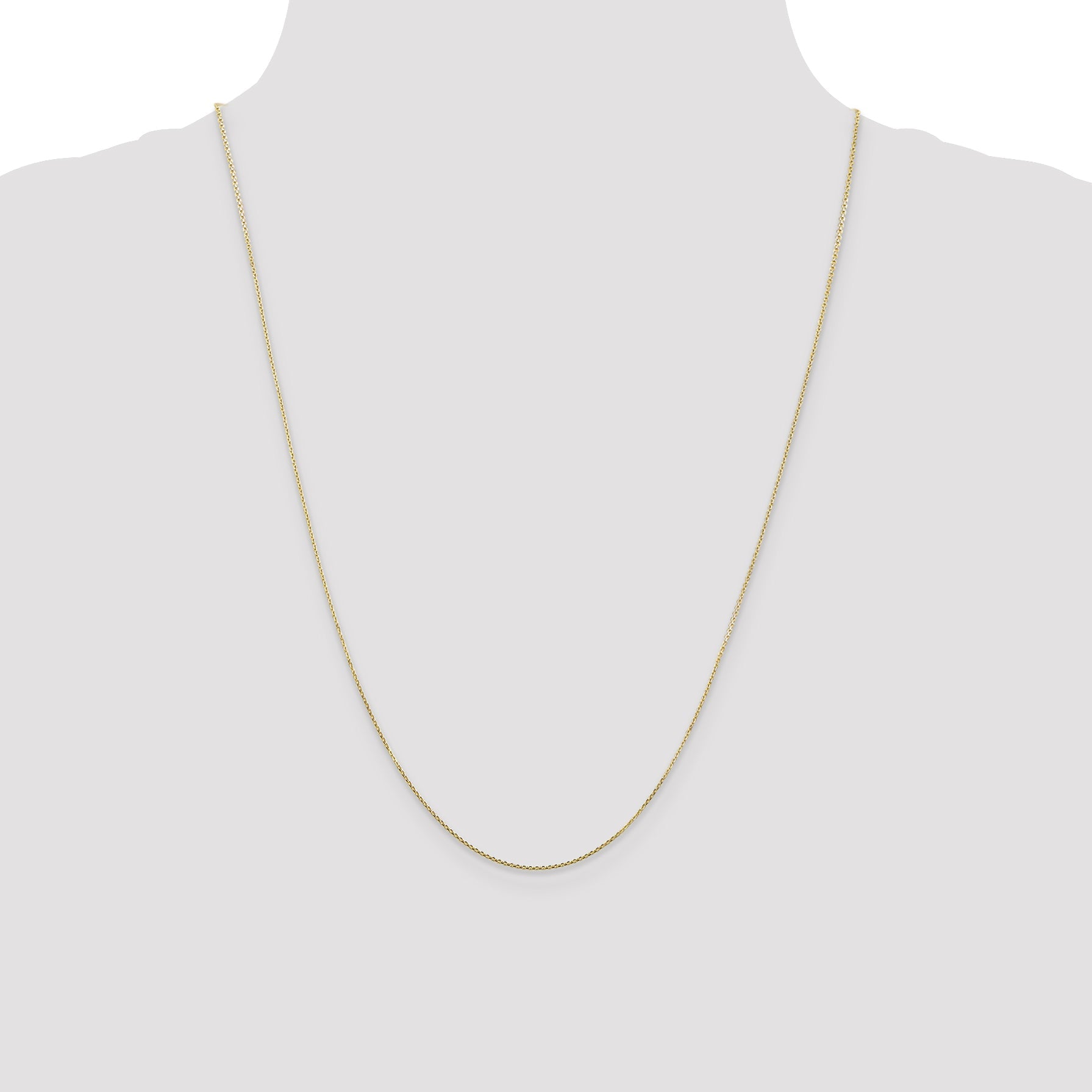 24 Inch 10K Yellow Gold .8mm D/C Round Open Link Cable Chain Necklace