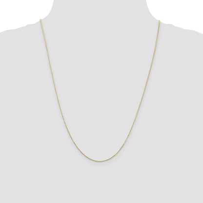 24 Inch 10K Yellow Gold .8mm D/C Round Open Link Cable Chain Necklace
