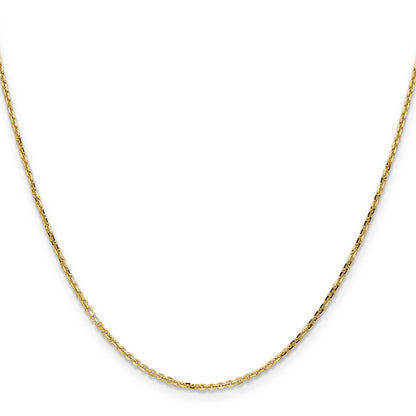 24 Inch 10K Yellow Gold 1.4mm D/C Round Open Link Cable Chain Necklace