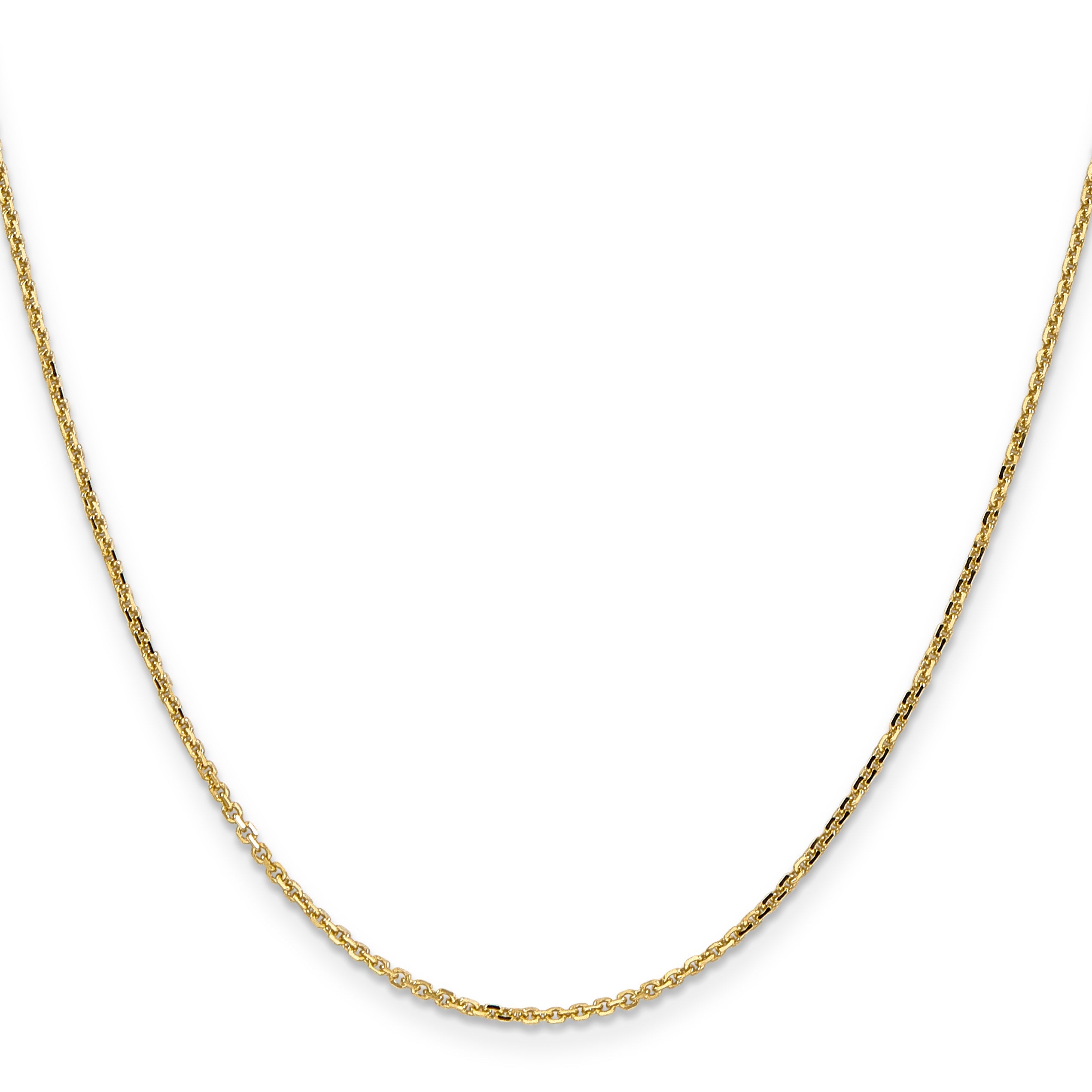 14 Inch 10K Yellow Gold 1.4mm D/C Round Open Link Cable Chain Necklace