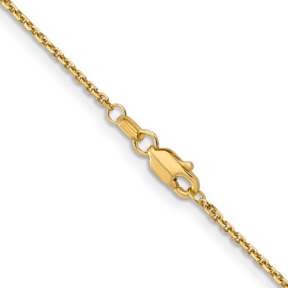 2 Inch 10K Yellow Gold 1.4mm D/C Round Open Link Cable Chain Necklace