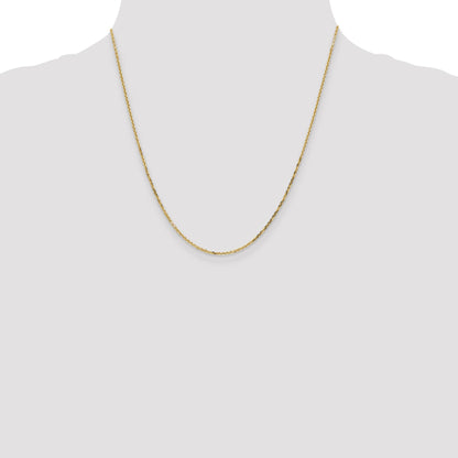 2 Inch 10K Yellow Gold 1.4mm D/C Round Open Link Cable Chain Necklace