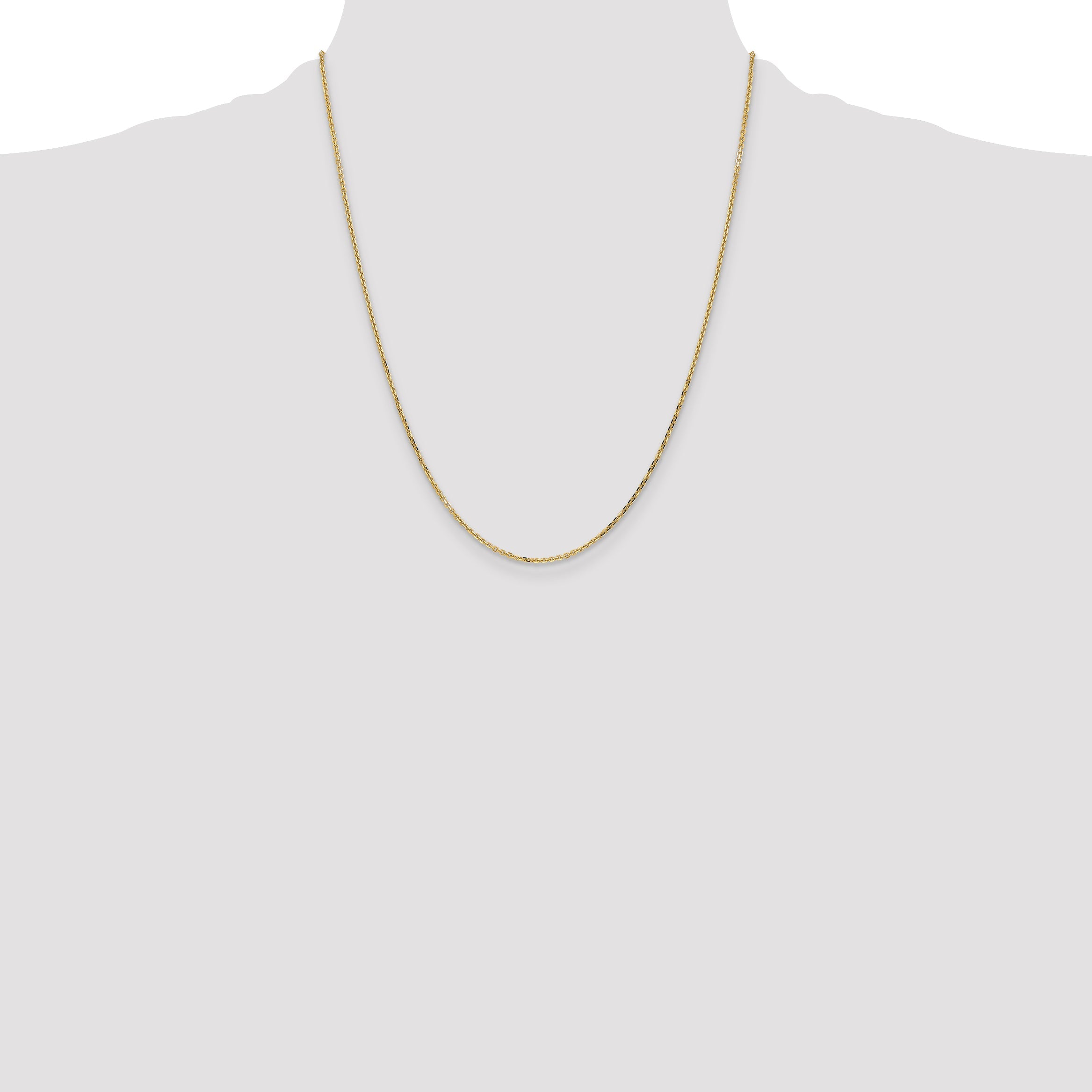 22 Inch 10K Yellow Gold 1.4mm D/C Round Open Link Cable Chain Necklace