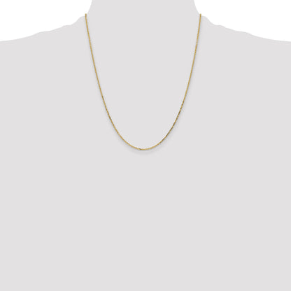 22 Inch 10K Yellow Gold 1.4mm D/C Round Open Link Cable Chain Necklace