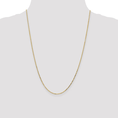 24 Inch 10K Yellow Gold 1.4mm D/C Round Open Link Cable Chain Necklace