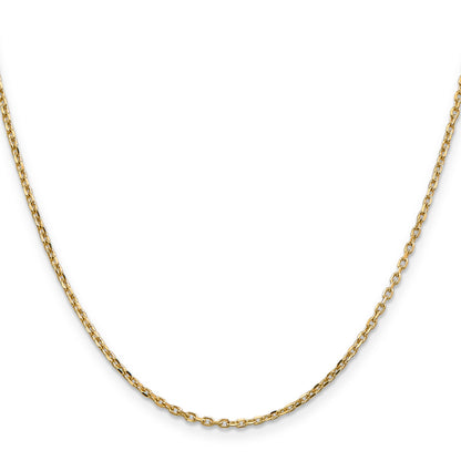 2 Inch 10K Yellow Gold 1.8mm D/C Round Open Link Cable Chain Necklace