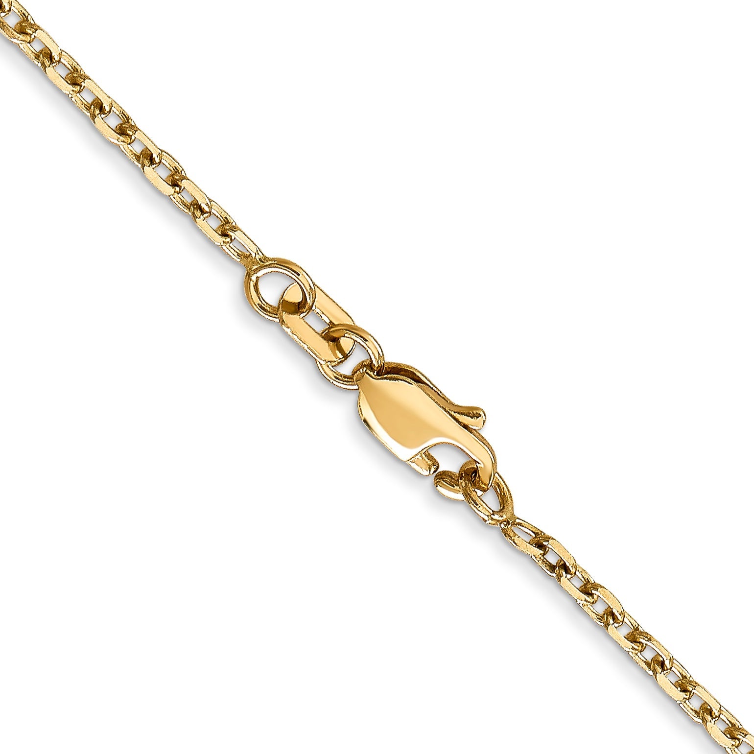 24 Inch 10K Yellow Gold 1.8mm D/C Round Open Link Cable Chain Necklace