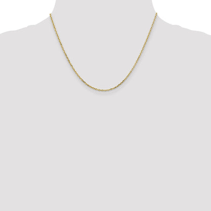 18 Inch 10K Yellow Gold 1.8mm D/C Round Open Link Cable Chain Necklace