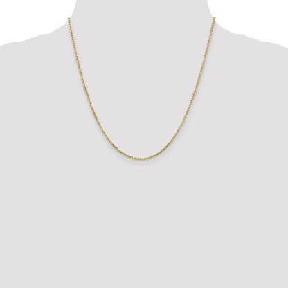 2 Inch 10K Yellow Gold 1.8mm D/C Round Open Link Cable Chain Necklace