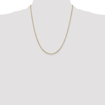 22 Inch 10K Yellow Gold 1.8mm D/C Round Open Link Cable Chain Necklace