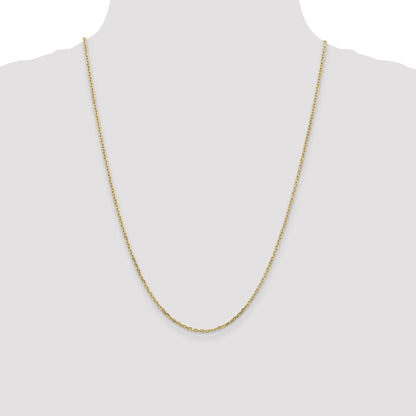 24 Inch 10K Yellow Gold 1.8mm D/C Round Open Link Cable Chain Necklace