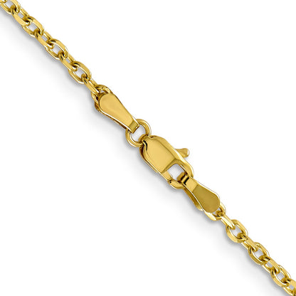 18 Inch 10K Yellow Gold 2.2mm D/C Round Open Link Cable Chain Necklace