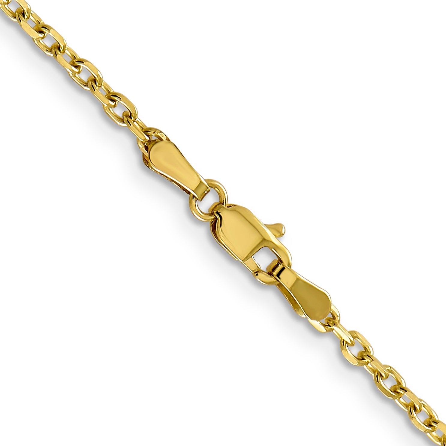 16 Inch 10K Yellow Gold 2.2mm D/C Round Open Link Cable Chain Necklace
