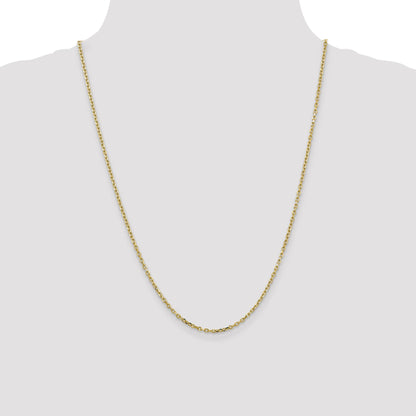 24 Inch 10K Yellow Gold 2.2mm D/C Round Open Link Cable Chain Necklace