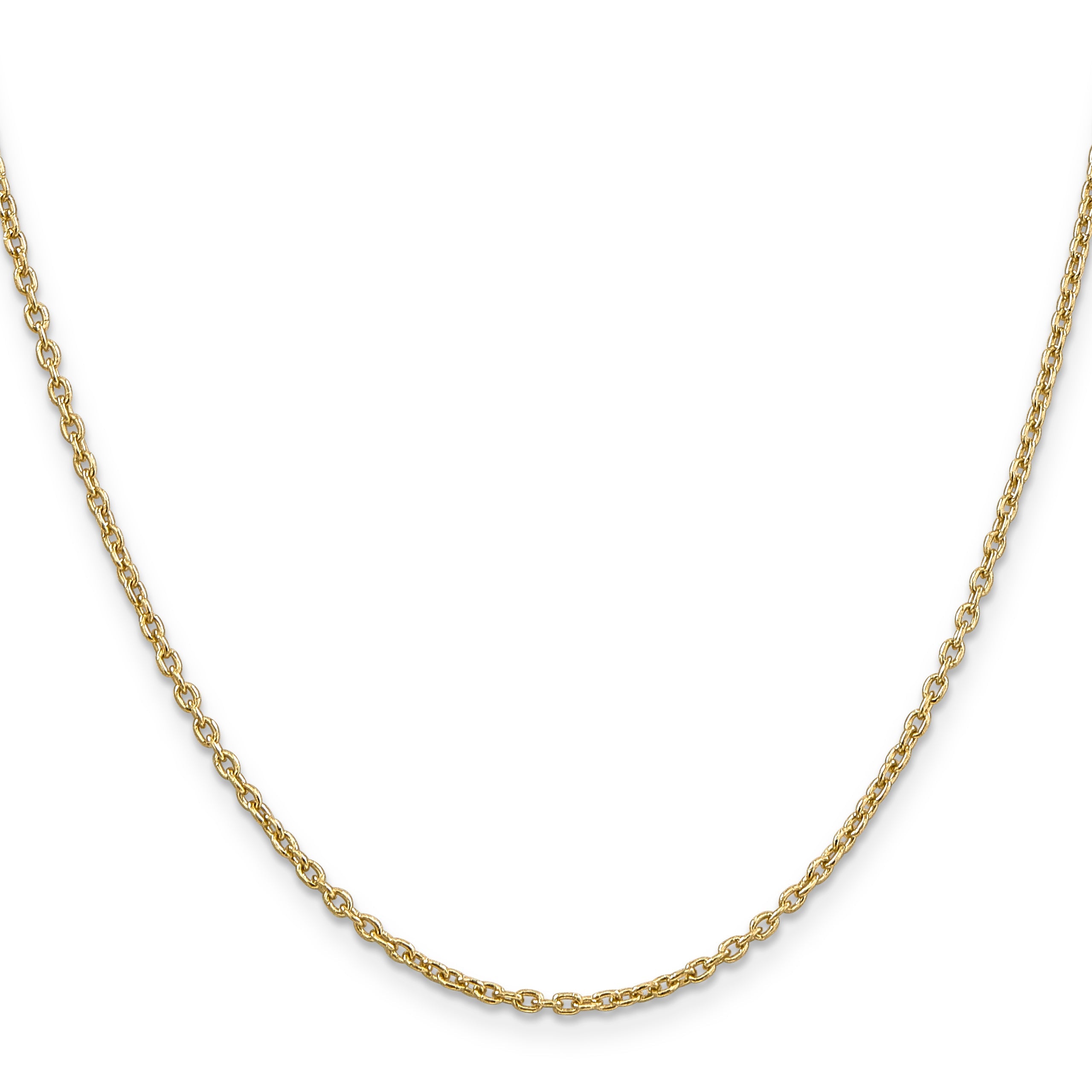 3 Inch 10K Yellow Gold 2mm Round Open Link Cable Chain Necklace