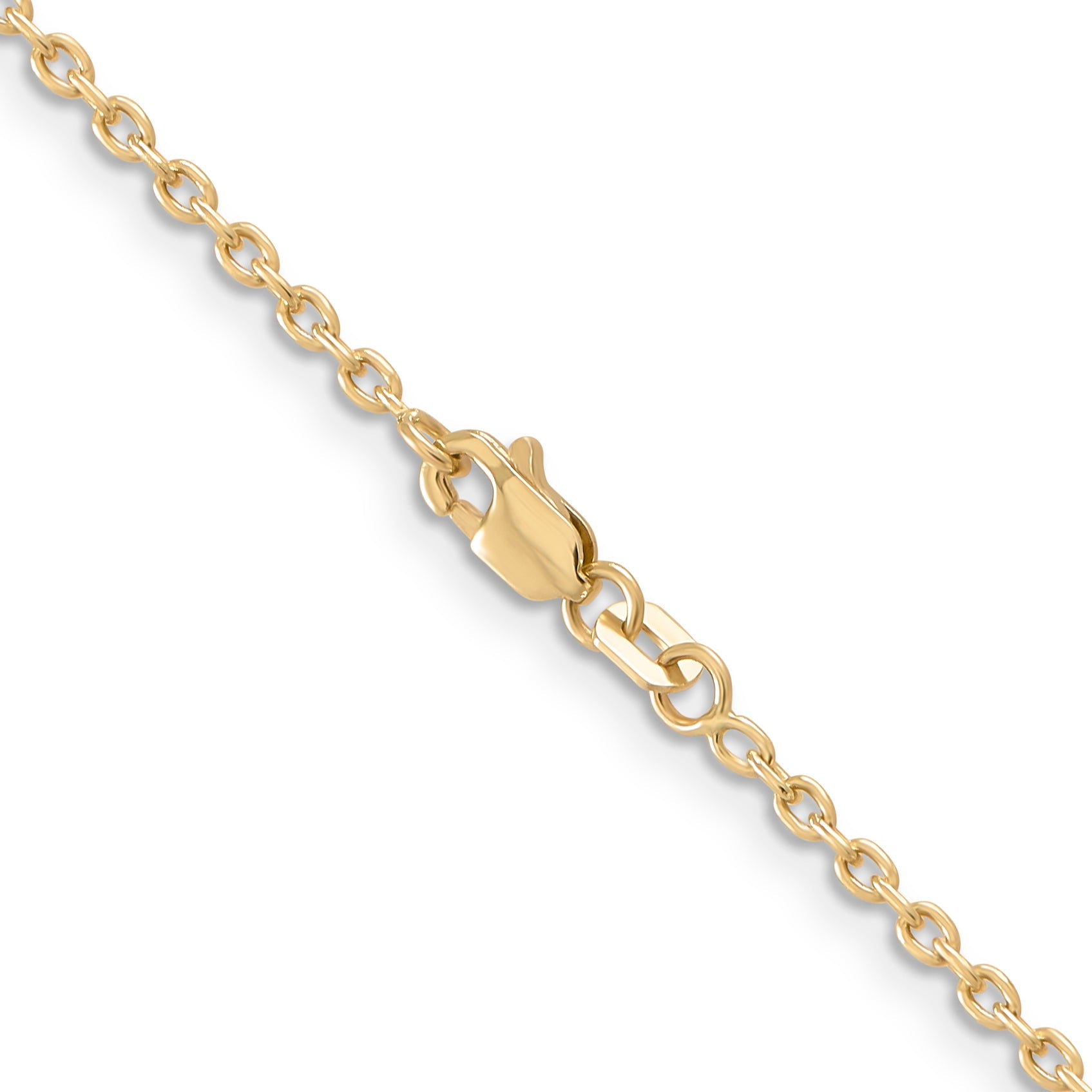 3 Inch 10K Yellow Gold 2mm Round Open Link Cable Chain Necklace