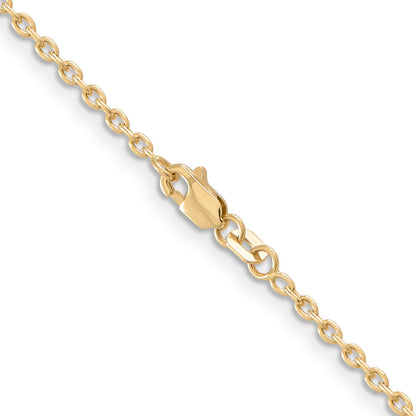 22 Inch 10K Yellow Gold 2mm Round Open Link Cable Chain Necklace