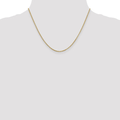 18 Inch 10K Yellow Gold 2mm Round Open Link Cable Chain Necklace