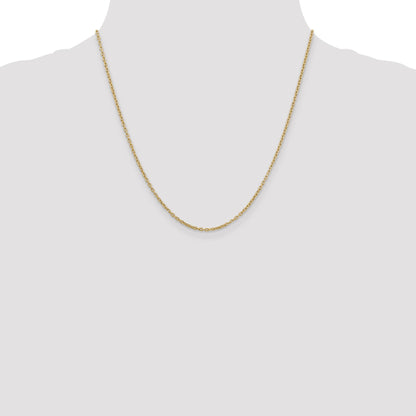 2 Inch 10K Yellow Gold 2mm Round Open Link Cable Chain Necklace