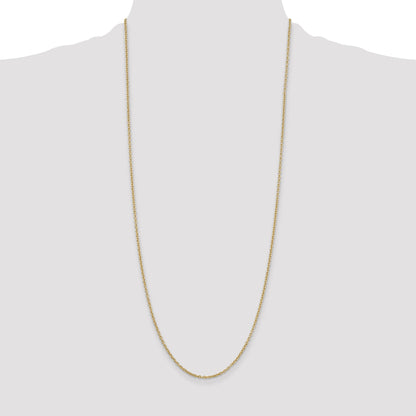 3 Inch 10K Yellow Gold 2mm Round Open Link Cable Chain Necklace