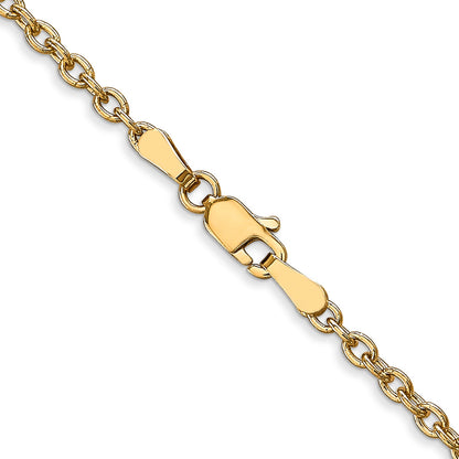 16 Inch 10K Yellow Gold 2.4mm Round Open Link Cable Chain Necklace