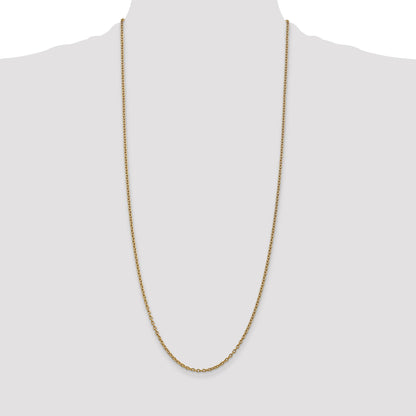 3 Inch 10K Yellow Gold 2.4mm Round Open Link Cable Chain Necklace