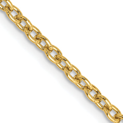 2 Inch 10K Yellow Gold 2.4mm Round Open Link Cable Chain Necklace