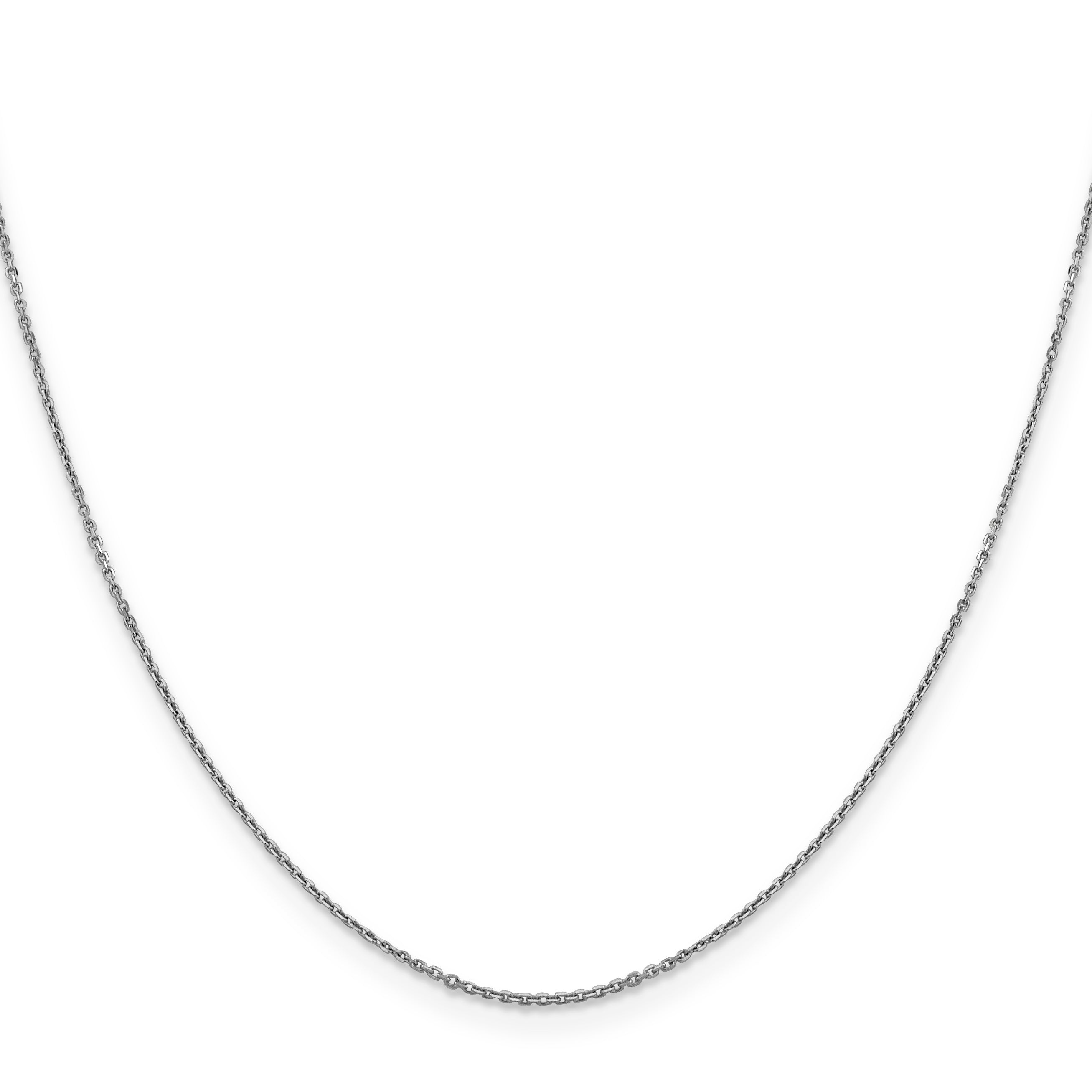 24 Inch 10K White Gold Wg .9mm D/C Round Open Link Cable Chain Necklace