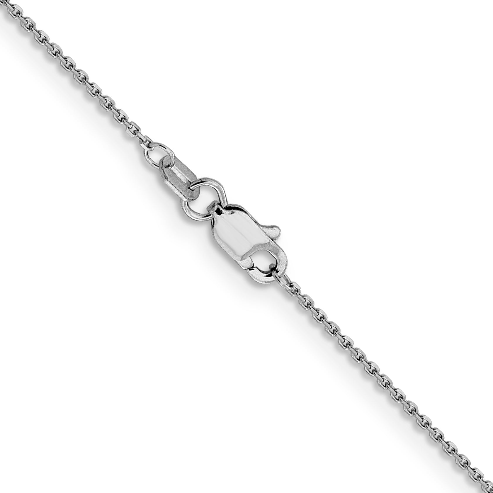 2 Inch 10K White Gold Wg .9mm D/C Round Open Link Cable Chain Necklace