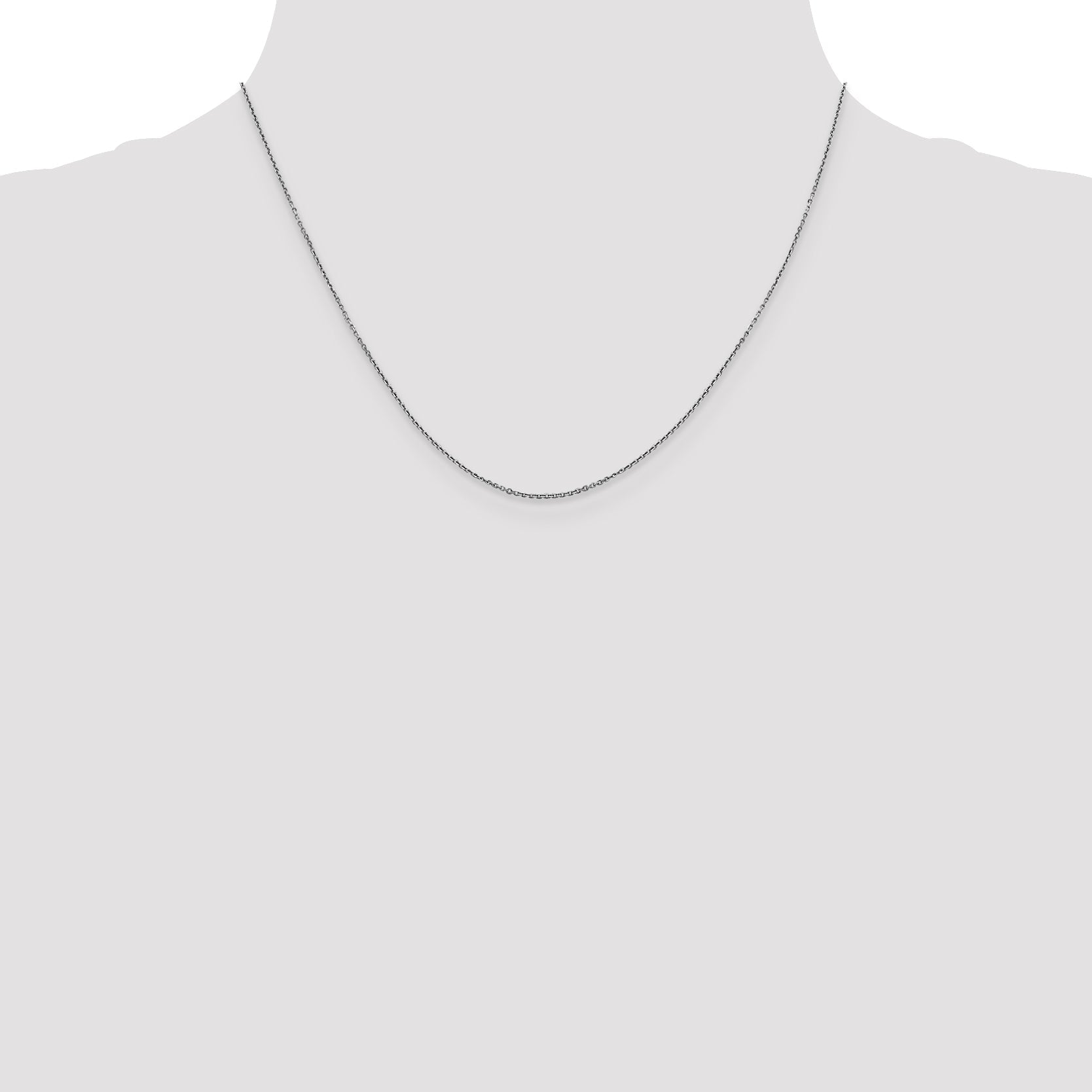 18 Inch 10K White Gold Wg .9mm D/C Round Open Link Cable Chain Necklace