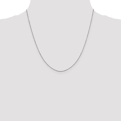 2 Inch 10K White Gold Wg .9mm D/C Round Open Link Cable Chain Necklace