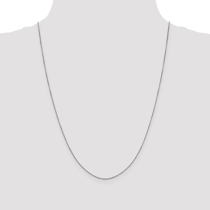 24 Inch 10K White Gold Wg .9mm D/C Round Open Link Cable Chain Necklace