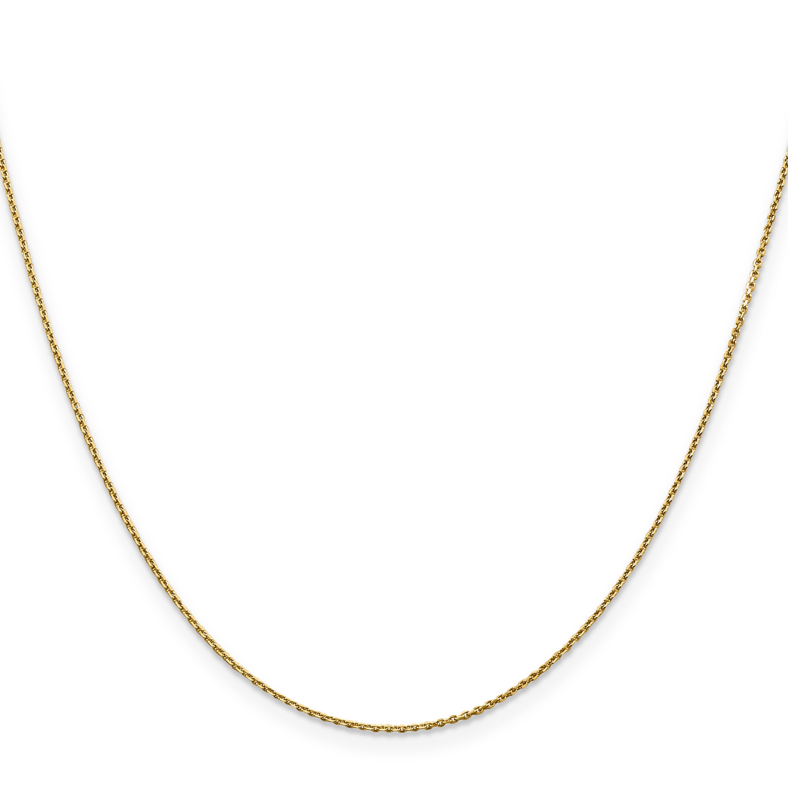 18 Inch 10K Yellow Gold .9mm D/C Round Open Link Cable Chain Necklace