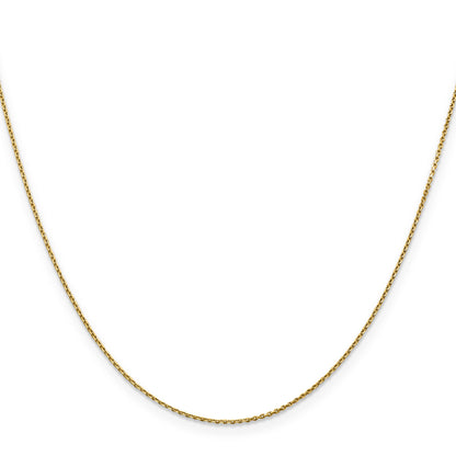 18 Inch 10K Yellow Gold .9mm D/C Round Open Link Cable Chain Necklace