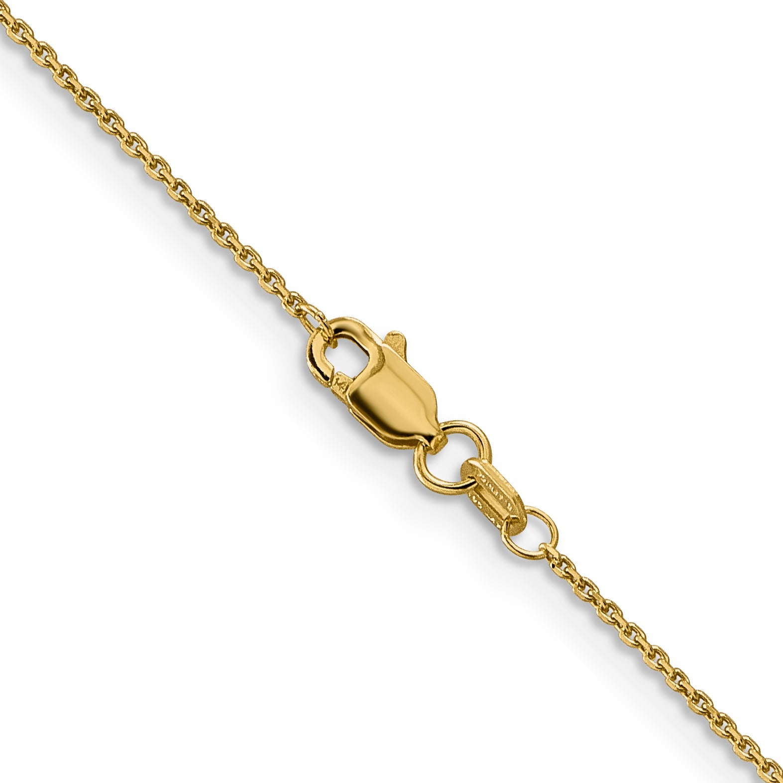 2 Inch 10K Yellow Gold .9mm D/C Round Open Link Cable Chain Necklace