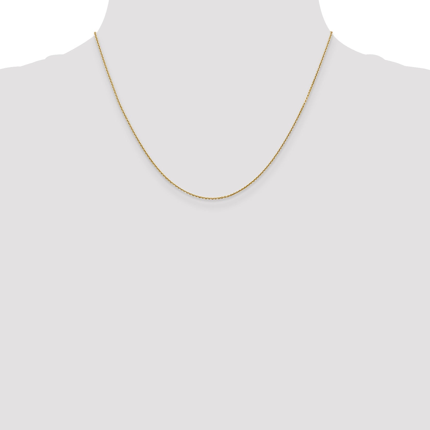 18 Inch 10K Yellow Gold .9mm D/C Round Open Link Cable Chain Necklace