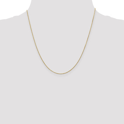 2 Inch 10K Yellow Gold .9mm D/C Round Open Link Cable Chain Necklace