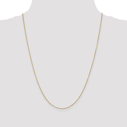 24 Inch 10K Yellow Gold .9mm D/C Round Open Link Cable Chain Necklace