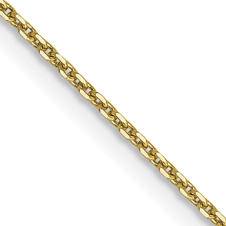2 Inch 10K Yellow Gold .9mm D/C Round Open Link Cable Chain Necklace