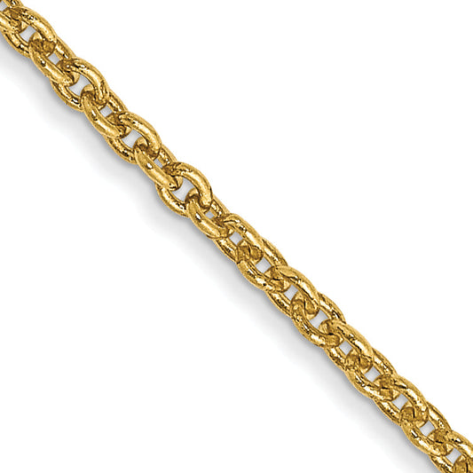 18 Inch 10K Yellow Gold 1.4mm Forzantine Cable Chain Necklace