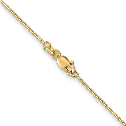 22 Inch 10K Yellow Gold 1.2mm D/C Cable Chain Necklace